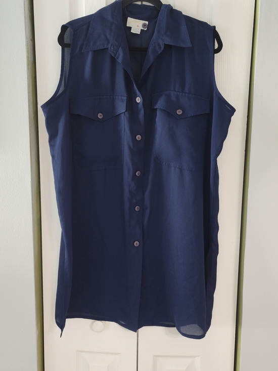 Gottex Tops - Gottex Vitage Sheer Swim Wear Cover-up. Navy Sleeveless Vitage Tunic  Size L